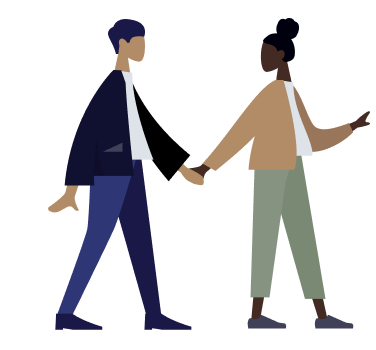 Couple walking forward together